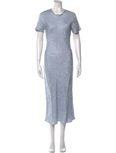 Pre-owned Third Form Crew Neck Long Dress In Blue