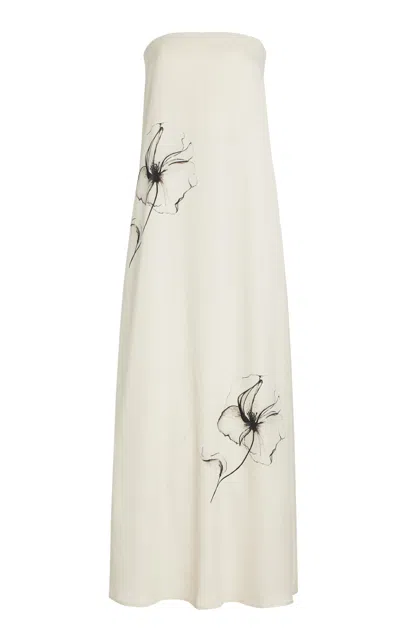 Third Form Dream State Painted Georgette Maxi Dress In Off-white