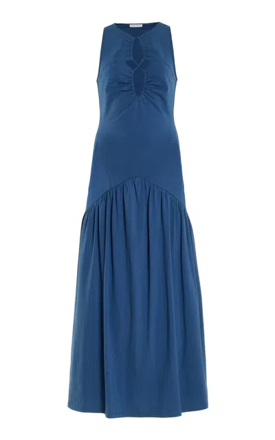 Third Form Drifter Cutout Stretch-cotton Maxi Dress In Blue