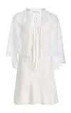 Third Form Exclusive Charmed Lace Cape And Mini Satin Slip Dress In White
