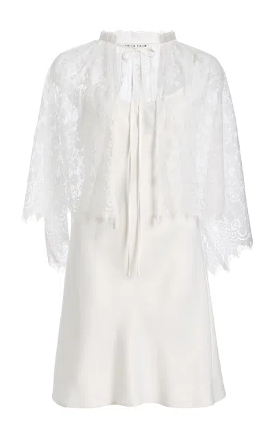 Third Form Exclusive Charmed Lace Cape And Mini Satin Slip Dress In White