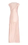 Third Form Exclusive Lace-detailed Crushed-satin Maxi Slip Dress In Pink