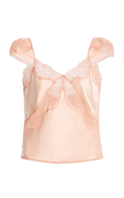 Third Form Silky Cami With Lace Trim Paneling In Pink