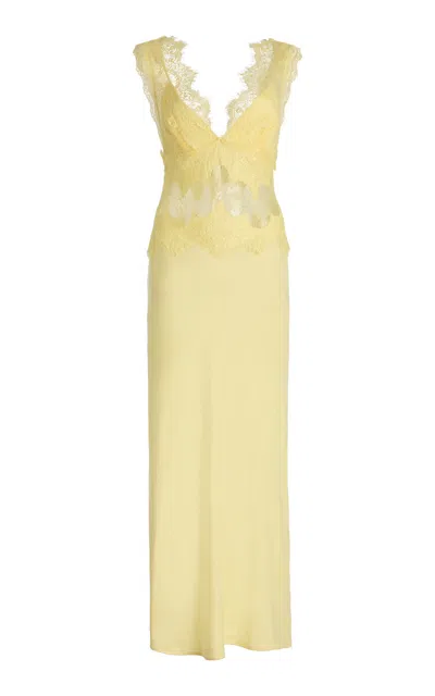 Third Form Exclusive Visions Lace-trimmed Maxi Dress In Yellow