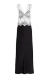 Third Form Exclusive Visions Lace-trimmed Satin Maxi Dress In Black