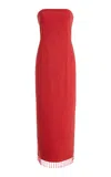 Third Form Flame Strapless Linen-blend Midi Dress In Orange