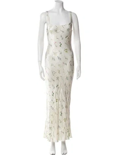 Pre-owned Third Form Floral Print Midi Length Dress In Neutral