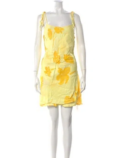 Pre-owned Third Form Floral Print Mini Dress W/ Tags In Yellow