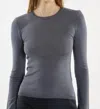 Third Form Glimmer Knit Long Sleeve Crew Top In Slate In Gray