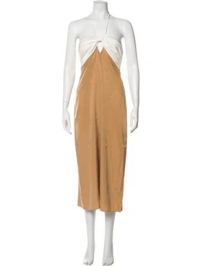 Pre-owned Third Form Halterneck Knee-length Dress In Brown