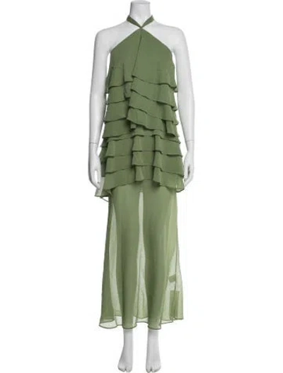 Pre-owned Third Form Halterneck Long Dress In Green