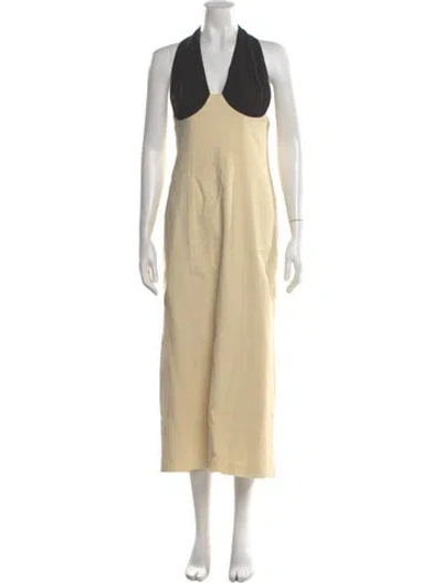 Pre-owned Third Form Halterneck Long Dress In Neutral