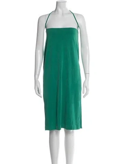 Pre-owned Third Form Halterneck Midi Length Dress In Green