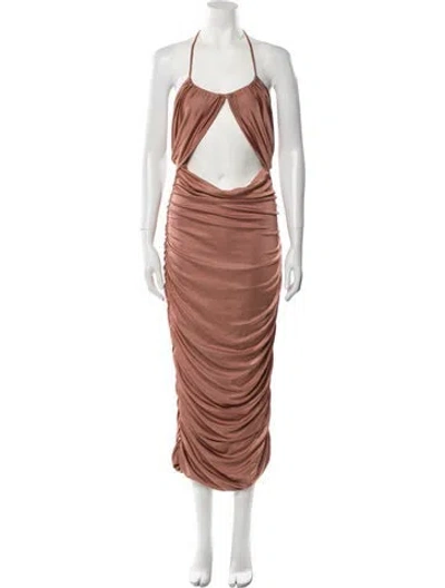 Pre-owned Third Form Halterneck Midi Length Dress In Neutral
