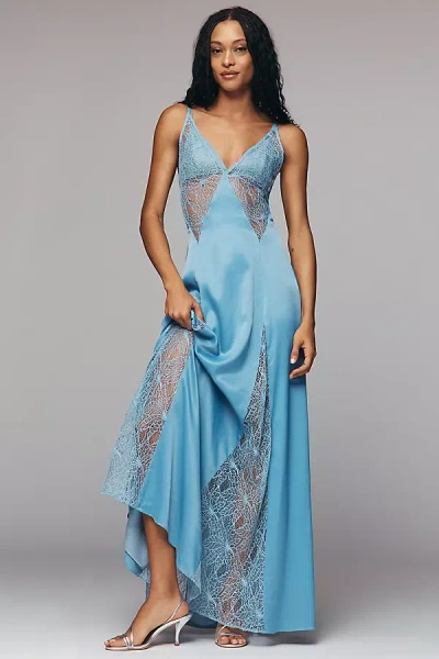 Third Form Inhale Lace Panel Maxi Dress In Blue