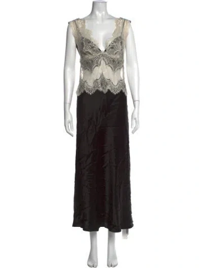 Pre-owned Third Form Lace Pattern Long Dress In Black
