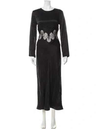 Pre-owned Third Form Lace Pattern Long Dress In Black