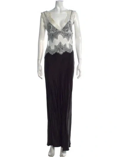 Pre-owned Third Form Lace Pattern Long Dress In Black