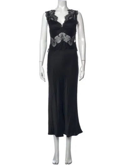 Pre-owned Third Form Lace Pattern Long Dress In Black