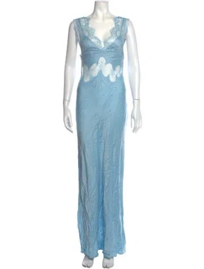 Pre-owned Third Form Lace Pattern Long Dress In Blue