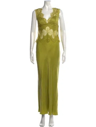 Pre-owned Third Form Lace Pattern Long Dress In Green