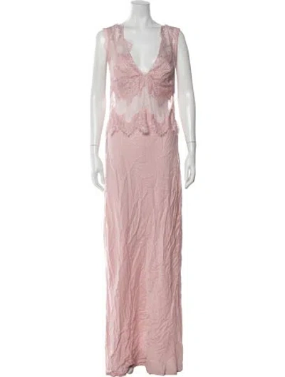Pre-owned Third Form Lace Pattern Long Dress In Pink