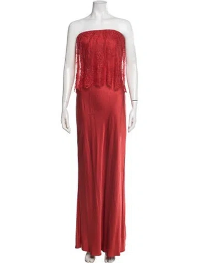 Pre-owned Third Form Lace Pattern Long Dress In Red