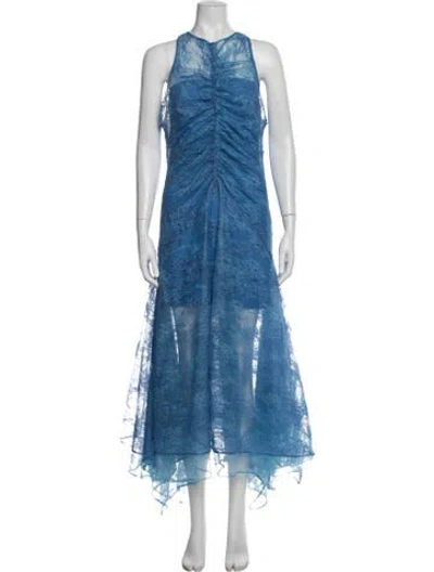 Pre-owned Third Form Lace Pattern Midi Length Dress In Blue