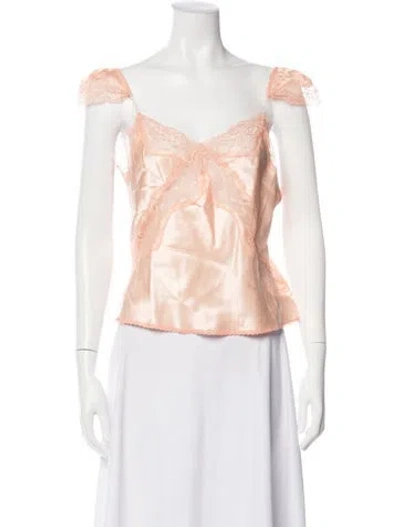 Pre-owned Third Form Lace Pattern V-neck Top W/ Tags In Orange