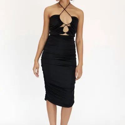 Third Form Look Through Gathered Dress In Black