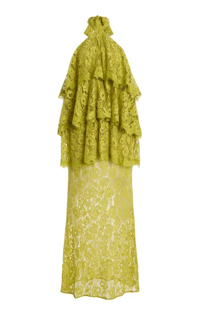 Third Form Lovelight Tiered Lace Dress In Green