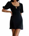 Third Form Marble Ballon Sleeve Mini Dress In Washed Black In Black