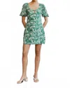 Third Form Marble Balloon Sleeve Mini Dress In Green