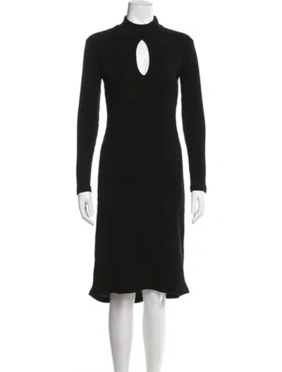 Pre-owned Third Form Mock Neck Midi Length Dress In Blue