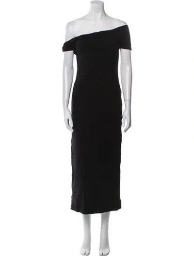 Pre-owned Third Form Off-the-shoulder Midi Length Dress In Black