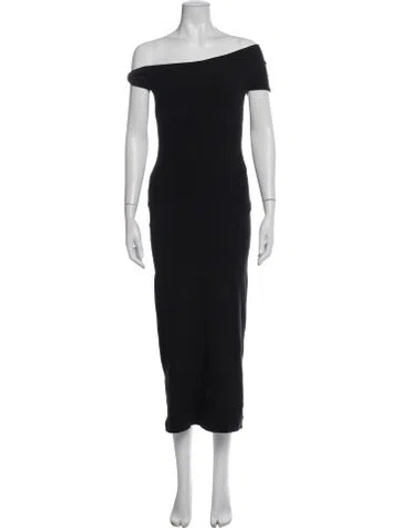 Pre-owned Third Form Off-the-shoulder Midi Length Dress In Black