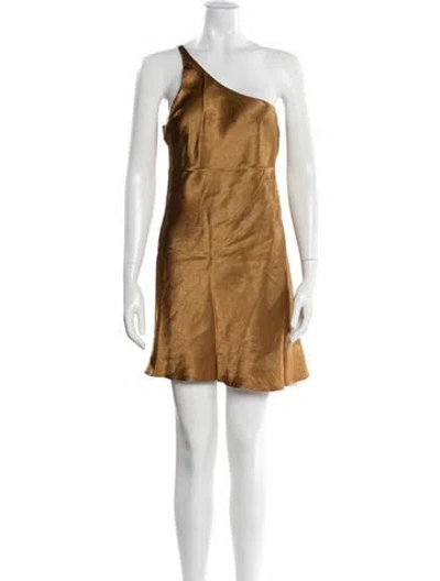 Pre-owned Third Form One-shoulder Mini Dress In Gold
