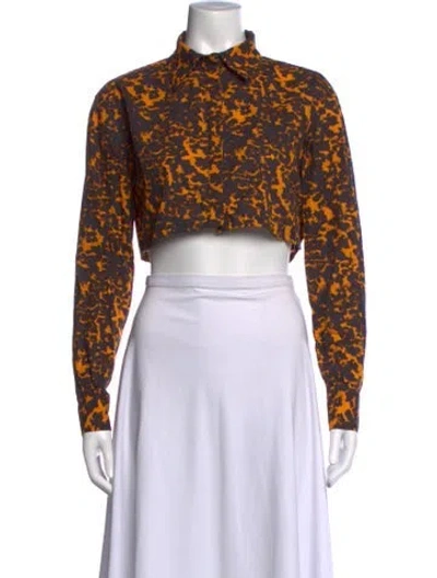 Pre-owned Third Form Patterned Long Sleeve Crop Top In Multicolor