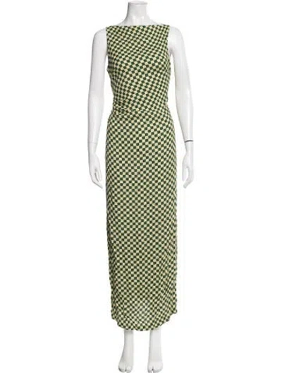 Pre-owned Third Form Plaid Print Long Dress In Green/yellow