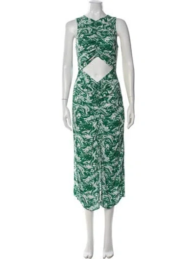 Pre-owned Third Form Printed Midi Length Dress In Green