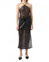 Third Form Reflection Sequin Midi Skirt In Black In Black