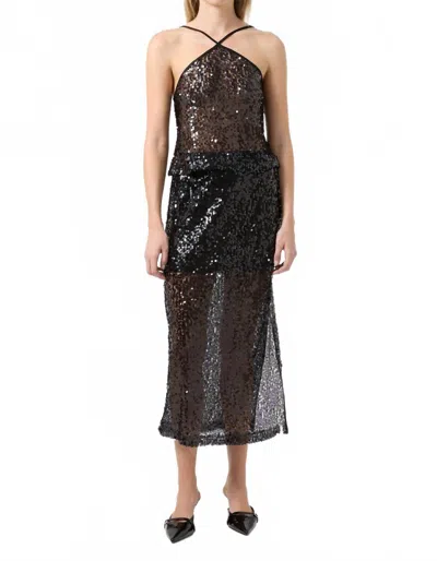 Third Form Reflection Sequin Midi Skirt In Black