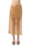 Third Form Reflection Sequin Midi Skirt In Honey In Gold