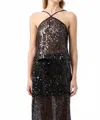 Third Form Reflection Sequin Midi Skirt In Black In Black