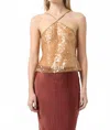 Third Form Reflection Sequin Top In Honey In Gold