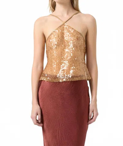Third Form Reflection Sequin Top In Honey In Gold