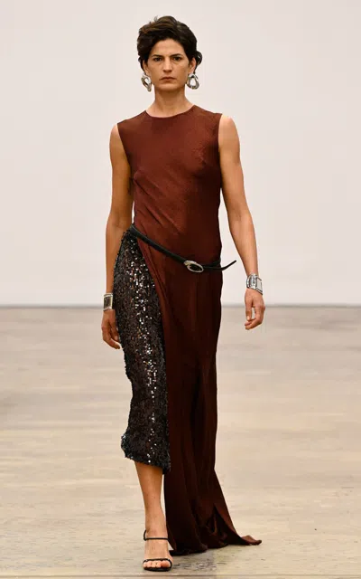 Third Form Reflection Sequined Crepe Midi Skirt In Black