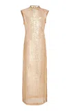 Third Form Reflection Sequined Organza Maxi Dress In Bronze