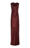 Third Form Revery Slit-detailed Satin Maxi Dress In Burgundy