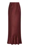 Third Form Satin Maxi Skirt In Burgundy